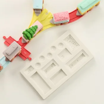 3D Creative Train Track Pine Fondant Мухъл Baby Birthday Dry Мухъл САМ Cake Decorating силиконови форми шоколадови форми Gumpaste