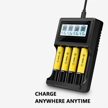 Зарядно устройство 18650 Battery Charger, LCD Display Speed Batteries Charger with 4 Bay Discharge Function for Rechargeable 3.7 V Li-Ion Batteries
