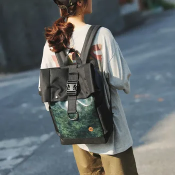 Мода ПУ кожена раница тенденция унисекс младежи студентите чанта ежедневни високо качество на улица неутрално туристически пакет здрав