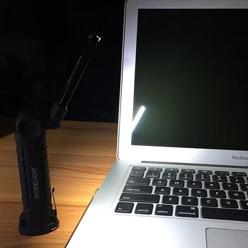 Преносим 5 режим COB фенерче Фенерчето USB акумулаторна LED светлина работа магнитни Lanterna виси на кука за лампа за външно къмпинг