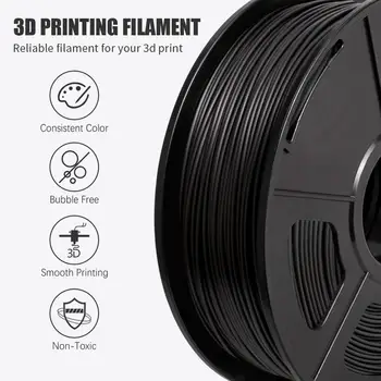 Допуск на диаметъра на PLA 1kg 1.75 mm направления принтер 3D + / -0.02 mm цвят черно 2.2 LBS липсата на материал за печат мехур Eco-содружественного