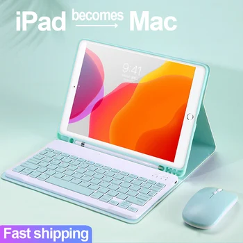 цветна клавиатура мишка калъф за iPad 7th 10.2 2019 Air 3 10.5 9.7 2018 Keyboard Case funda за iPad mini 5 Pro 11 2020 корица