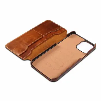 Естествена кожа сгъваем флип портфейла Case слотове за карти за защитен калъф за iPhone 12 Pro max, iPhone 12/12 Pro, iPhone 12 mini