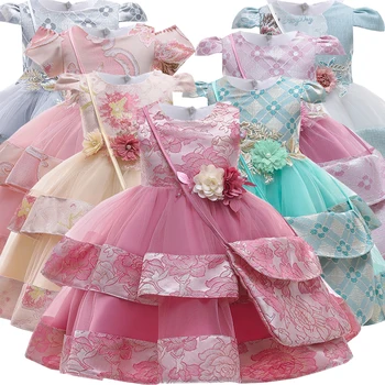 Рокля за Нова година 2021 Коледна чанта за костюм Детски рокли за момичета Детски дрехи приятелка на булката принцеса парти сватбена рокля