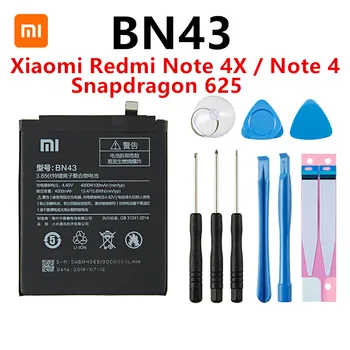 оригинална батерия BN43 4000 ма за Xiaomi Redmi Note 4X / Note 4 global Snapdragon 625 високо качество на батерията BN43 + безплатни инструменти