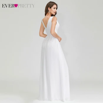 Секси Hollow Out Wedding Dresses Ever Pretty EP00899WH A-Line Double V-образно деколте без ръкави Ruched официални сватбени рокли за булката 2020
