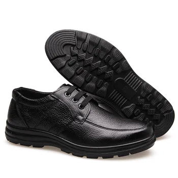 Нов 2020 високо качество естествена кожа обувки мъжете апартамент мода, мъжки Ежедневни обувки марка човек мек удобен стягам черно ZH740