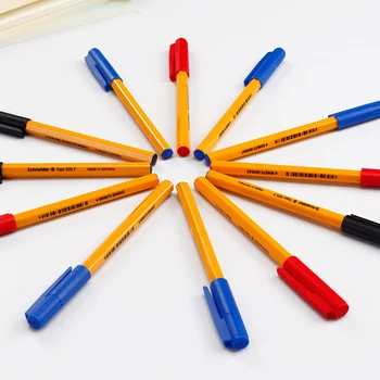 20pcs Schneider Tops 505F водоустойчив химикалка химикалка с голям капацитет жълта корпус 0,5 мм, черен/син/червен офис и училищни консумативи