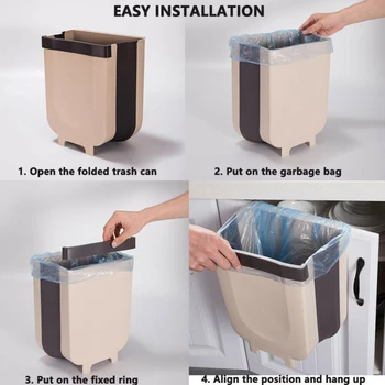 9L стенен сгъваем кофа за боклук врата на кухненски шкаф за висящи кофа за боклук в кофата за кола кофа за боклук стенни сгъваема почистване