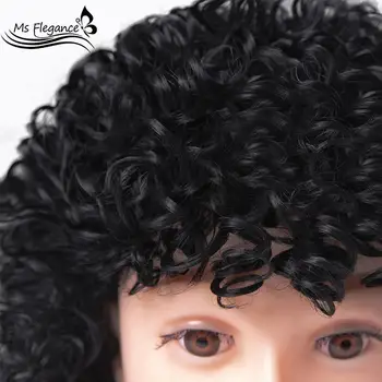 MS FLEGANCE Short Black Water Wave синтетични перука за черни жени cosplay перуки с бретон термостойкая Лолита Daily Party перука