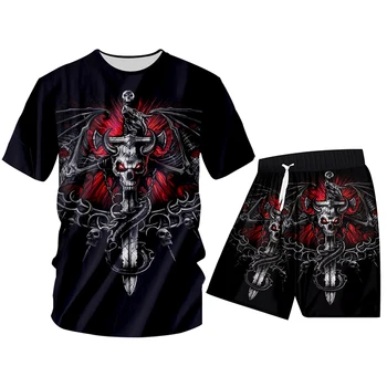 OGKB мъжки комплекти Hot Cool Cross Skull 3D Print блузи и панталони за джогинг комплект висококачествена градинска дрехи модни комплекти големи размери