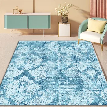 Vintage Euporean Pattern Carpet Blue For Living Room Simple Anti-slipWashable Bedroom Rug Floor Rug For Kitchen, Room Door Mat