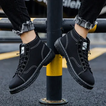 Мъжете Военни Ботуши 2020 Открит Мода Платно Висок Топ Обувки, Мъжки Ежедневни Обувки Ботильоны Черно Челси Ботуши Zapatos De Hombre