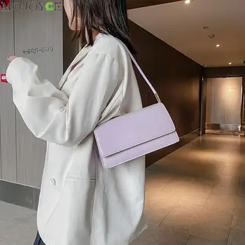 Мода плътен цвят чанта на жената преносими чанти от изкуствена кожа клапата под мишниците чанти за рамо