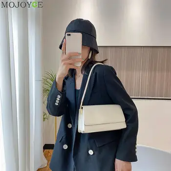 Мода плътен цвят чанта на жената преносими чанти от изкуствена кожа клапата под мишниците чанти за рамо