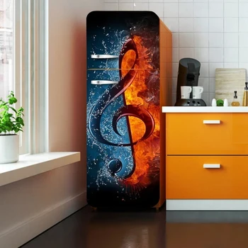 Музикална стая стикер за вратата на хладилника хладилник приключи фризера покриване на вратата на хладилника тапети мебели за дома етикети аксесоари