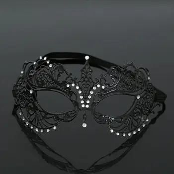1бр-черни жени метална маска за очи половина на лицето топката на партията Хелоуин маски за маскарадните венециански костюми карнавальная маска за анонима