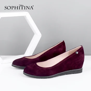 SOPHITINA Клин твърди помпи високо качество на детска велур вътрешна увеличение през цялата чорап удобни дамски обувки Мода развлечения помпа C599