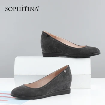 SOPHITINA Клин твърди помпи високо качество на детска велур вътрешна увеличение през цялата чорап удобни дамски обувки Мода развлечения помпа C599