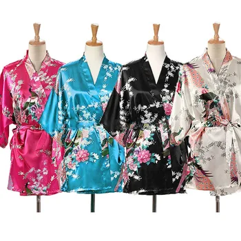 90-140 см деца момичета японското кимоно юката Начало къпане копринен сатен пижами пижама хавлия момичета свободен стил на обличам жилетка