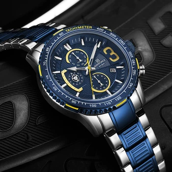 NAVIFORCE Хронограф мъжки нови часовници модната марка бизнес часовник Кварцов ръчен часовник от неръждаема стомана водоустойчив часовник 2020