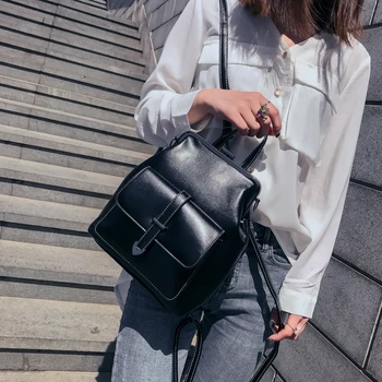 SWDF 2021 News Retro Hasp Back Pack чанти ПУ кожена раница женски училищни чанти за момичета луксозни малки раници