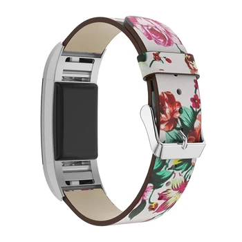 Нова смяна на оцветена лента за Fitbit Charge 2 Гривна селски стил цветя кожени часовници каишка наручный каишка група Charge 2 Часове