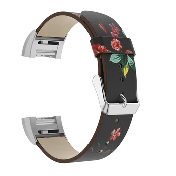 Нова смяна на оцветена лента за Fitbit Charge 2 Гривна селски стил цветя кожени часовници каишка наручный каишка група Charge 2 Часове