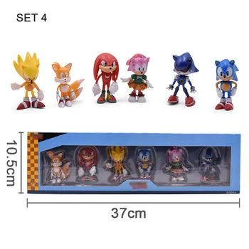 7 компл. звукова карикатура PVC фигура за игра Sonic Shadow Ейми Роуз кокалчетата на опашки са подбрани модел на кукла играчки, подаръци за деца