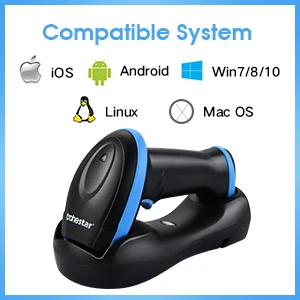 Bluetooth Баркод Скенер USB Cradle Bluetooth 2.4 GHz Wireless Portable 1D Баркод Четец Скенер за Windows, Mac и Android и iOS