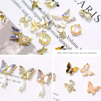 100 бр./лот Crystal butterfly сплав нокти кристали 3D бижута направи си САМ маникюр аксесоари Циркон метални нокти, декорации Tc#006
