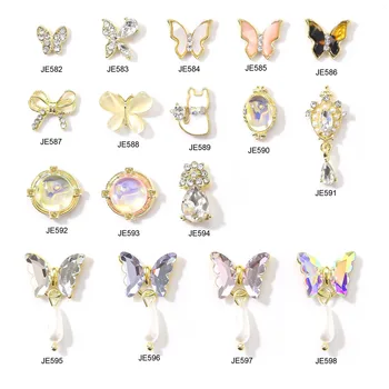 100 бр./лот Crystal butterfly сплав нокти кристали 3D бижута направи си САМ маникюр аксесоари Циркон метални нокти, декорации Tc#006