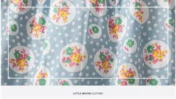 Малко Мэйвен децата Марка момиче облекло 2018 есен нов дизайн за момичета памук върховете цветен принт сгънете Майк 51246