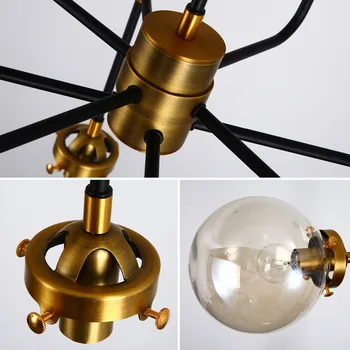 таванско помещение промишлен Бобовый Стъблото творчески минималистичен скандинавски Iron арт стъклена топка окачен лампа хол ресторант led окачен лампа