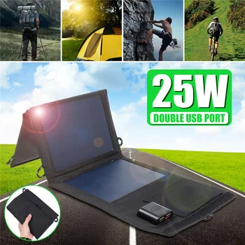 25W Waterproof Sun Folding Solar Cells Charger 5V 2A Dual USB Output Устройства преносими слънчеви панели за смартфони