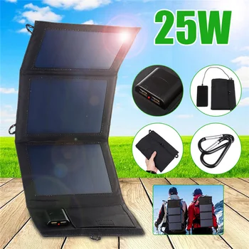 25W Waterproof Sun Folding Solar Cells Charger 5V 2A Dual USB Output Устройства преносими слънчеви панели за смартфони