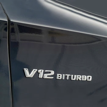 V12 BITURBO Logo Car Fender Side Emblem 3D стикер за Mercedes Benz AMG A B C E S ML G R SL Class W220 W221 W222 W245 W246 W251