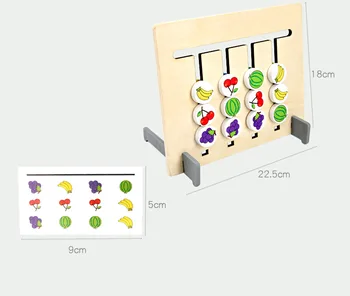 Четири плодови логическа игра двустранни дървени играчки с двойно предназначение Монтесори просветление инструмент детски пъзел подарък играчка
