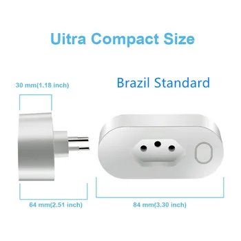 Бразилия Smart WIFI, Socket BR Plug безжична изход на Hristo Smart Timing Plug 16A Energy Monitor, за да Алекса Google Home IFTTT