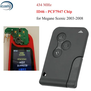 3 бутона за дистанционно ключ карта бесключевой вход 433/434 Mhz с чип ID46 за Megane Scenic 2003-2008 с думи