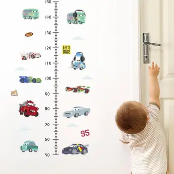 Disney Cars Height Measure Wall Stickers Cartoon Classic Self-adhesive Сладко Pare Sticker Muraux Rooms for Kids Decor Modern Home