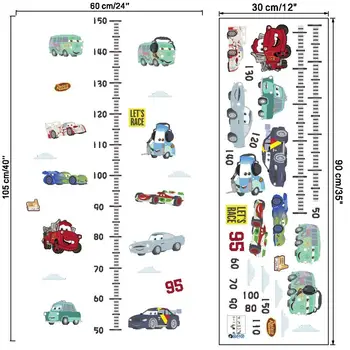 Disney Cars Height Measure Wall Stickers Cartoon Classic Self-adhesive Сладко Pare Sticker Muraux Rooms for Kids Decor Modern Home
