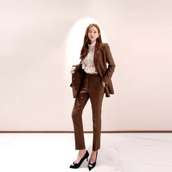 2020 нов офис работа яке и шарени костюми с високо качество др дамски панталони, костюми сака сака с панталони-два броя комплект