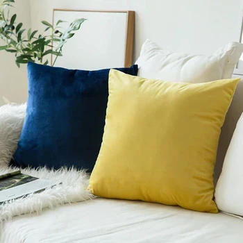 JUNBIE Velvet Хвърли калъфка от плътен цвят декоративни калъфки за възглавници размер 45x45 мека луксозна квадратна калъфка за възглавница за диван спалня
