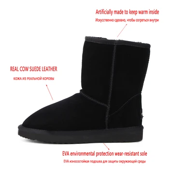 HABUCKN fashion 2020 Australian Hot Продажба на естествена кожа Fashion Girls Winter Snow Boots For Women топла зимна голяма обувки