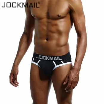 Марка JOCKMAIL Мъжки гащи дишащи меш секси гейовете бельо U изпъкнал дизайн гащи мъжете горещи продажба на Мъжки къси панталони, бельо