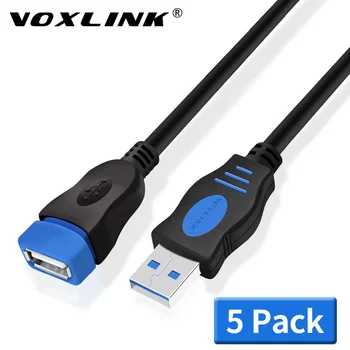VOXLINK 5Pack USB 2.0 удлинительный кабел за КОМПЮТЪР, лаптоп мъж към жена USB зареждане и синхронизация на данни удлинительный кабел 1.8 m 1M 3m 5M
