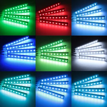 1Set Remote Control Decorative Atmosphere Led RGB Car Interior Strip Light Auto RGB Led Strip Floor Decor лампи светлини дистанционно управление