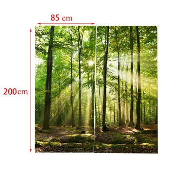 Бамбукови гори печатни плътни пердета за спалня с алуминиева дограма, щори за хола 85% засенчване 3D височина 200 см, широчина 170 см