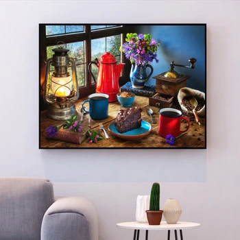 HUACAN картина на номерата на храна ръчно рисувани САМ подарък декорация на дома комплект за рисуване върху платно, маслени бои цвете на стената на изкуството